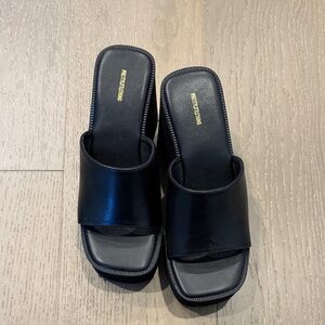 New PrettyLittleThing Black Platform Wedge Sandals